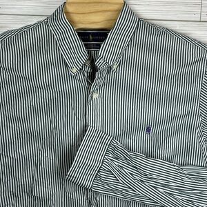 Ralph Lauren Green & White Stripe Classic Fit Stretch Button‎ Down Shirt 2XL